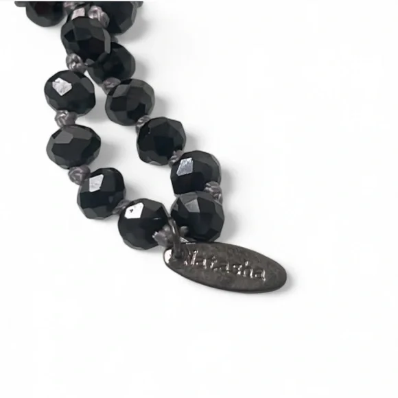Natasha Long Black Beaded Statement Necklace - Picture 6 of 6